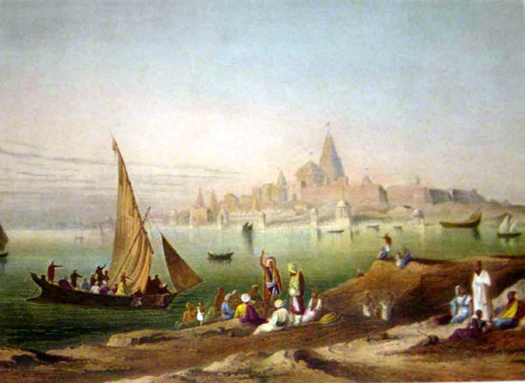 Dwarka in a painting of the late 1820s by William Purser
