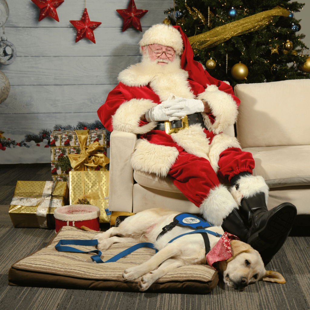 Secret Santa gifts on a decorated table with festive wrapping.